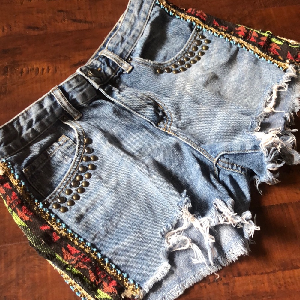 High waisted jean shorts
